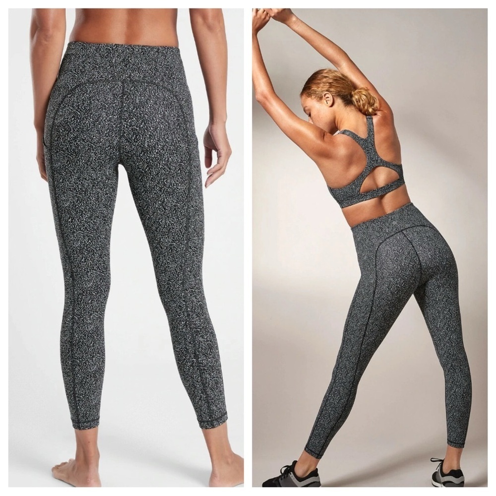 Athleta ultimate stash pocket 7/8 tight leggings textured black 26863